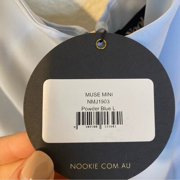 NEW Nookie Revolve Muse Mini Dress In Powder Blue Size Large NWT Sweetheart - Picture 8 of 11